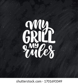 Bbq fun slogan, great design for any purposes. Lettering for family dinner design. Funny print, poster and banner with phrase about barbeque. Summer card. Vector illustration