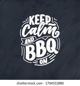 Bbq fun slogan, great design for any purposes. Lettering for family dinner design. Funny print, poster and banner with phrase about barbeque. Summer card. Vector illustration