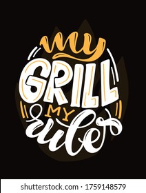 Bbq lustiger Slogan, großartiges Design für jeden Zweck. Lettering für Familiendinner Design. Funny Print, Poster und Banner mit Phrase über barbeque. Sommerkarte. Vektorgrafik
