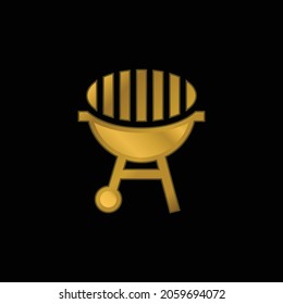 Bbq gold plated metalic icon or logo vector