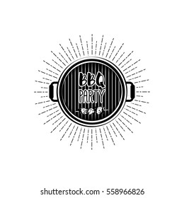 BBQ Grill badge. Vector illustration isolated on white background