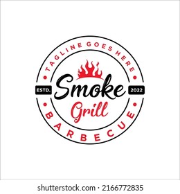 BBQ Grill, Barbecue, Barbeque Label Stamp Logo design vector