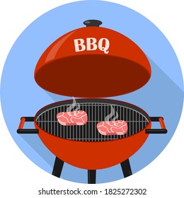 Parrilla barbacoa, icono de parrilla barbacoa con sombra. Vector, ilustración de dibujos animados. Vector.