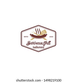 BBQ Grill, Barbecue Label Stamp Logo design vector