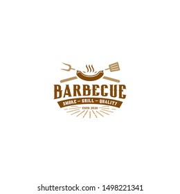 BBQ Grill, Barbecue Label Stamp Logo design vector