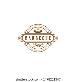BBQ Grill, Barbecue Label Stamp Logo design vector