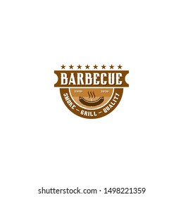 BBQ Grill, Barbecue Label Stamp Logo design vector