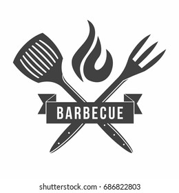 BBQ. Grill and barbecue restaurant logo, menu element, label or badge. Vector