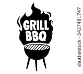 BBQ grill and barbecue tools illustration. Perfect for summer cookouts and outdoor gatherings.
