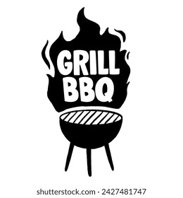 BBQ grill and barbecue tools illustration. Perfect for summer cookouts and outdoor gatherings.