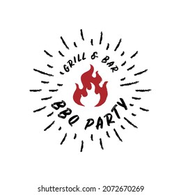 BBQ Grill, Barbeque, Barbecue with Fire Logo Template