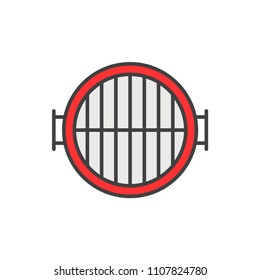 BBQ grill  colored line icon.