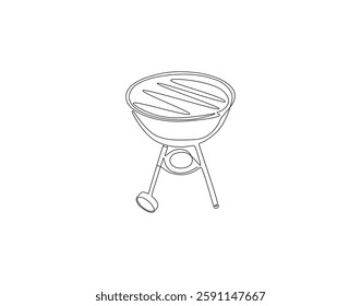 BBQ grill continuous line. Continuous one line drawing BBQ grill. Grill equipment, camping concept. single line drawing
