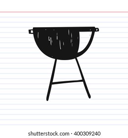 BBQ grill doodle icon