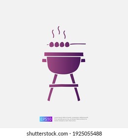 bbq Grilldoodle Icon zum Kochen Konzept. Farbmarkensymbol, Vektorgrafik