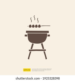 icono del doodle barbacoa para el concepto de cocina. Ilustración vectorial de símbolo de glifo sólido