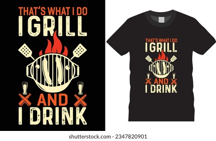 BBQ grill bebe gráfico vector gráfico tipo vectorial gráfico ilustración t diseño de la plantilla de la camisa. Perfecto amante de las parrilladas de temporada cocinando una gran cerveza de terapia aislado de fondo negro para listo. 
