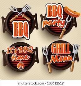 BBQ Grill elements, Typographical Design 