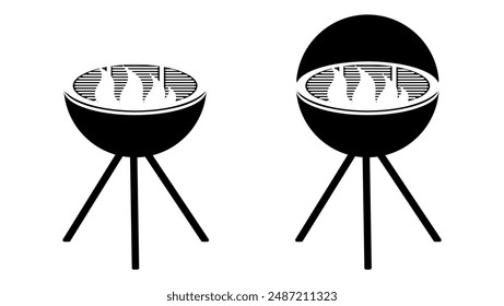 BBQ Grill emblem, black isolated silhouette