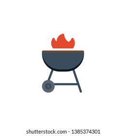 BBQ grill flat icon, vector sign, Barbecue grill with flame colorful pictogram isolated on white. Symbol, logo illustration. Flat style design