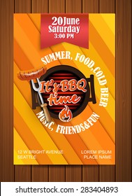 BBQ Grill Flyer, Typographical Design, Vector Illustration.