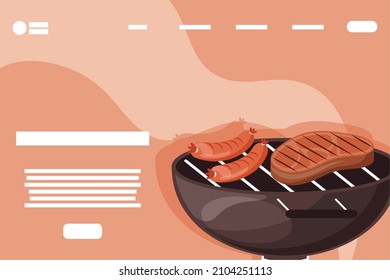 bbq grill and food icons