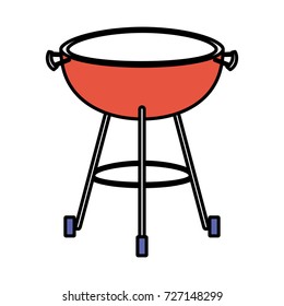 bbq grill front view color sections silhouette vector illustration
