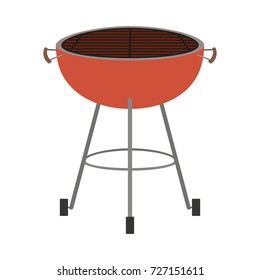 bbq grill front view colorful silhouette vector illustration