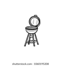 BBQ grill hand drawn outline doodle icon. Kettle barbecue grill vector sketch illustration for print, web, mobile and infographics isolated on white background.