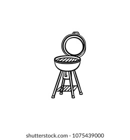 BBQ grill hand drawn outline doodle icon. Kettle barbecue grill vector sketch illustration for print, web, mobile and infographics isolated on white background.