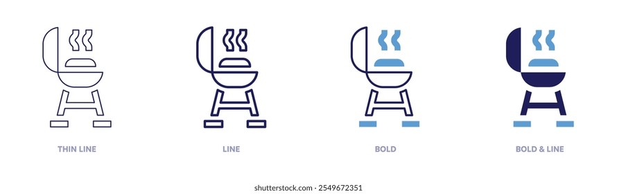 Bbq grill icon in 4 different styles. Thin Line, Line, Bold, and Bold Line. Duotone style. Editable stroke.