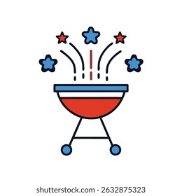 BBQ Grill Icon – 4th of July Vector Art Illustration for Independence Day