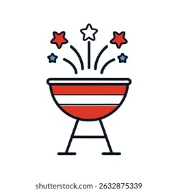 BBQ Grill Icon – 4th of July Vector Art Illustration for Independence Day