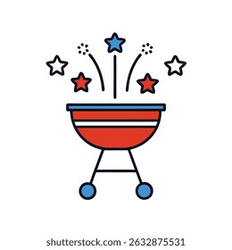 Icono de parrilla de barbacoa – Ilustración del Arte vectorial del 4 de julio para el Día de la Independencia