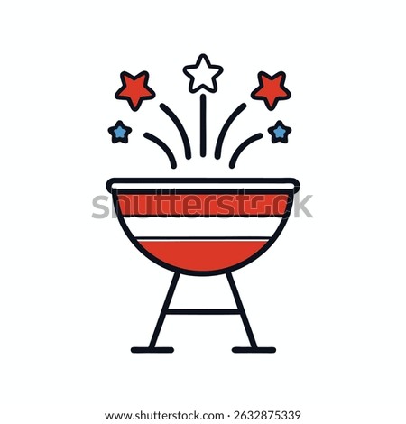 BBQ Grill Icon – 4th of July Vector Art Illustration for Independence Day