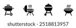 BBQ grill icon. Barbecue Grill. Black silhouette BBQ grill. Cook on backyard. Vector Illustration. EPS 10