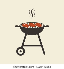 BBQ and grill icon. Barbecue logo or badge design meat steaks. Vector illustration.