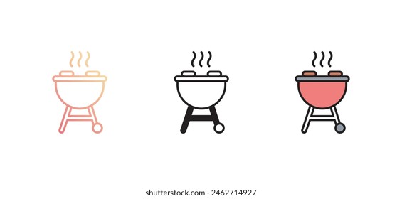 BBQ Grill Icon Design mit weißem Hintergrund Stock Illustration