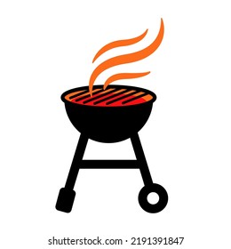 BBQ grill icon flat style vector illustration isolated on white background