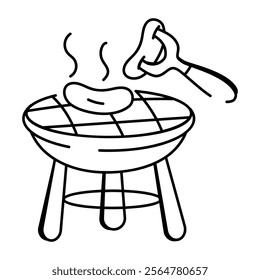 Bbq grill icon in hand drawn style 
