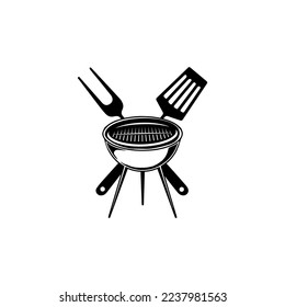 BBQ and grill icon set. Barbecue signs with fire. Picnic and outdoor cooking concept. Vector illustration.
