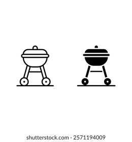 Bbq grill icon set color editable