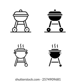 Bbq grill icon set color editable