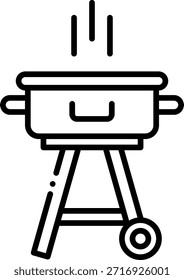 Icono de parrilla de barbacoa con Smoke, Ilustración vectorial