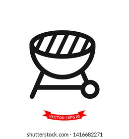 BBQ grill icon in trendy flat design 