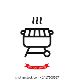 BBQ grill icon in trendy flat design, grill icon 