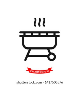 BBQ grill icon in trendy flat design, grill icon 