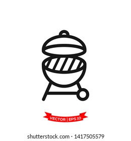 BBQ grill icon in trendy flat design, grill icon 