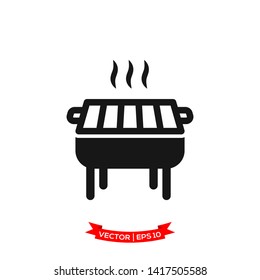 BBQ grill icon in trendy flat design, grill icon 