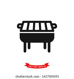 BBQ grill icon in trendy flat design, grill icon 